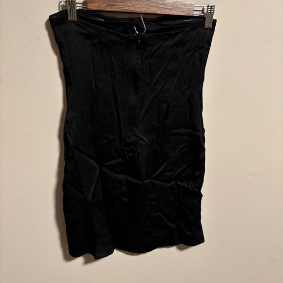 Zara Mini Strapless Bodycon Tube Dress Satin Black- Size Large - Picture 4 of 8